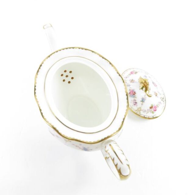  Royal Crown Derby ロイヤルクラウンダービー ロイヤルアントワネット ティーポットM 1点 M 900ml 茶器 金彩 フラワー ホワイト SU3597Q  インテリア/住まい/日用品のキッチン/食器(その他)の商品写真