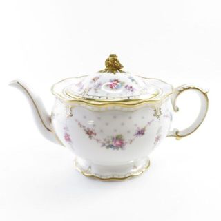  Royal Crown Derby ロイヤルクラウンダービー ロイヤルアントワネット ティーポットM 1点 M 900ml 茶器 金彩 フラワー ホワイト SU3597Q (その他)