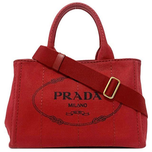 魅力の 2way プラダ - PRADA バッグ レッド トート カナパ ショルダー