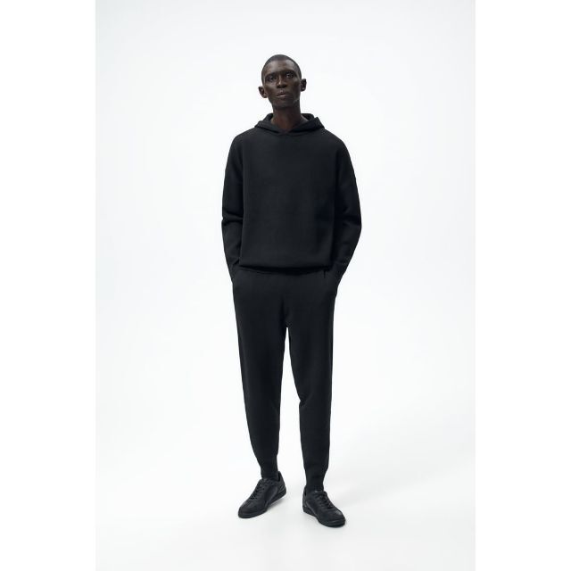 ZARA - ☆ZARA ザラ ニット フード パーカー/メンズ/S/ブラック ZARA - ☆ZARA ザラ ニット フード パーカー/メンズ/S/ブラック
