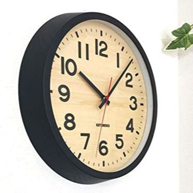 KATOMOKU Muku Clock 15 ブラック 電波時計 連続秒針 km インテリア
