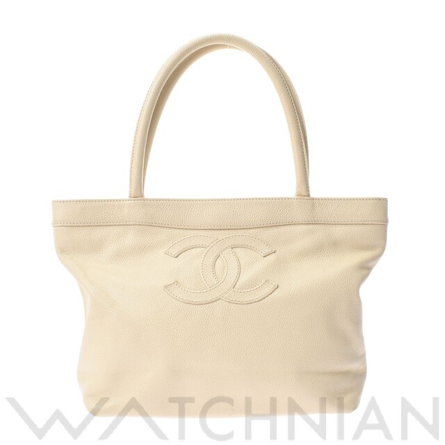 WEB限定カラー - CHANEL 中古 レザー ベージュ トートバッグ