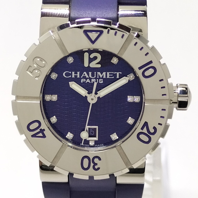 直径約33腕周りCHAUMET クラスワン レディース時計 13P クォーツ ネイビー文字盤