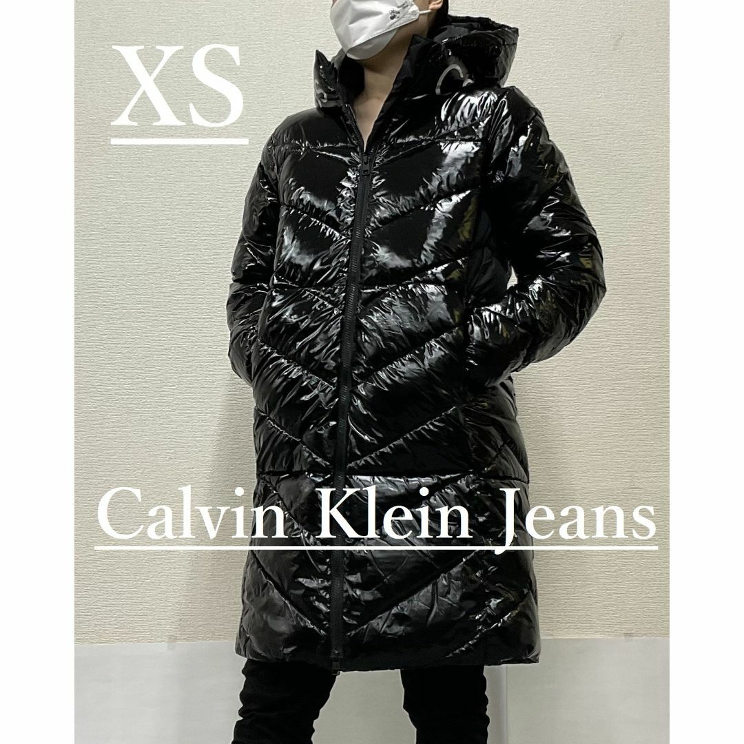 Calvin Klein(カルバンクライン)のカルバン クライン ジーンズ　パデッドコート 02A22　サイズXS　ブラック レディースのジャケット/アウター(ナイロンジャケット)の商品写真