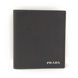 プラダ(PRADA)のPRADA 二つ折り財布 コンパクト ウォレット サフィアーノ レザー ブラック(財布)