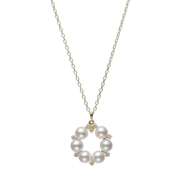 ミキモト MIKIMOTO パール ダイヤモンド ネックレス リース ゴールド