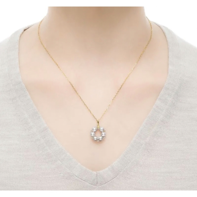 ミキモト MIKIMOTO パール ダイヤモンド ネックレス リース ゴールド