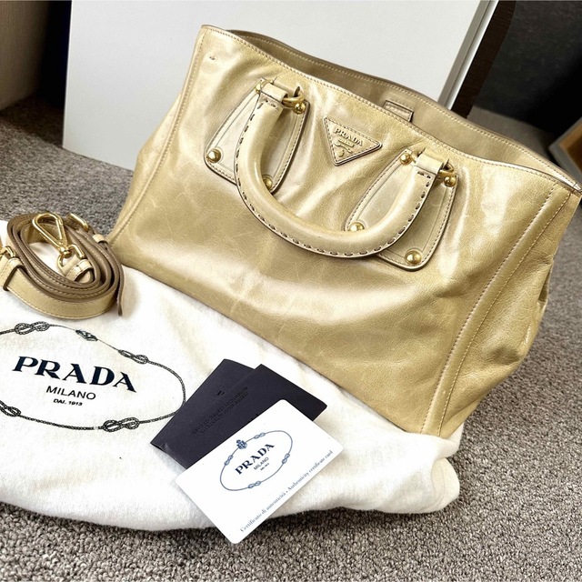 PRADA - 美品　PRADA プラダ◆ハンドバッグ◆トートバッグ◆ショルダーバッグ◆ベージュ