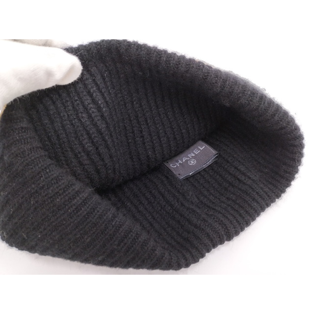 CHANEL - CHANEL ニットキャップ スパンコールロゴ カシミア CHANEL - CHANEL ニットキャップ スパンコールロゴ カシミア