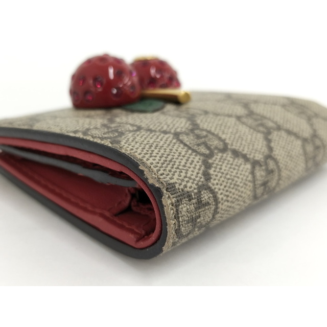 GUCCI コンパクトウォレット GGスプリーム チェリー 二つ折り財布 最