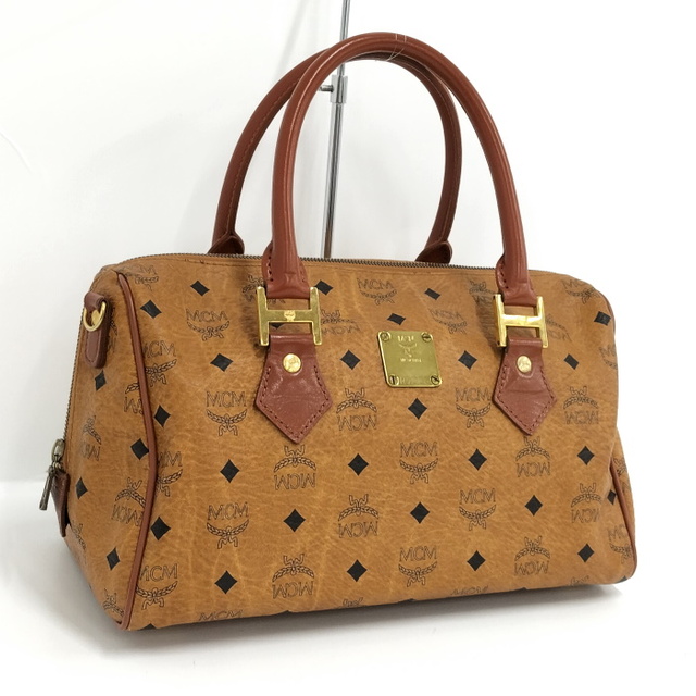 MCM - MCM ミニボストンバッグ ヴィセトス レザー キャメルの MCM - MCM ミニボストンバッグ ヴィセトス レザー キャメルの