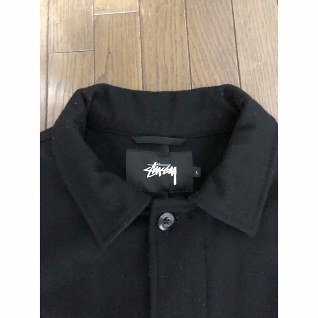 STUSSY(ステューシー)のレア古着 STUSSY ストゥーシー コート 黒 L old stussy メンズのジャケット/アウター(ステンカラーコート)の商品写真