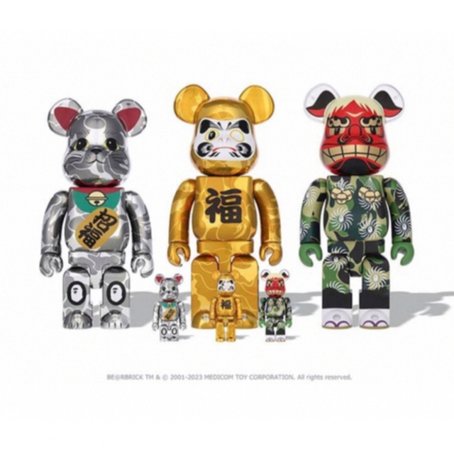 フィギュアBE@RBRICK BAPE 招き猫 銀メッキ / 達磨 金メッキ / 獅子舞