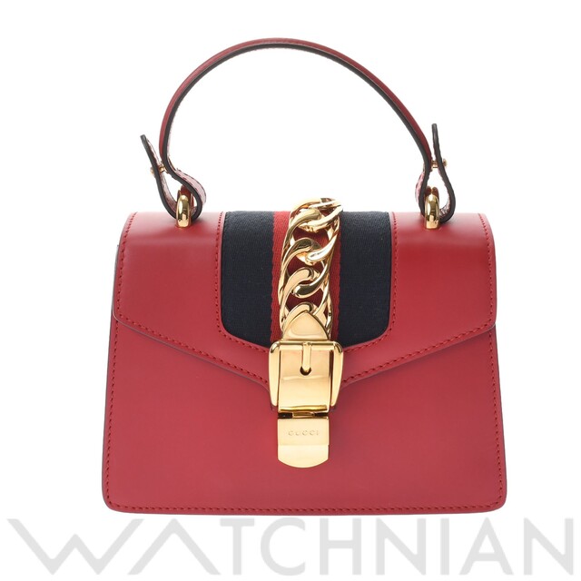 テレビで話題】 - Gucci 中古 レザー /ゴールド金具 レッド シルヴィ
