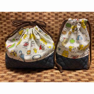 ★ノラネコぐんだん★白★お弁当袋＆コップ袋★ハンドメイド★入園入学★(外出用品)