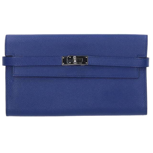 Hermes - エルメス ケリーウォレット T刻印 ヴォーエプソンSV金具ブルーエレクトリック財布 メンズ
