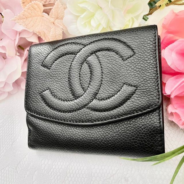 CHANEL  ダブルホック ココマーク キャビアスキン