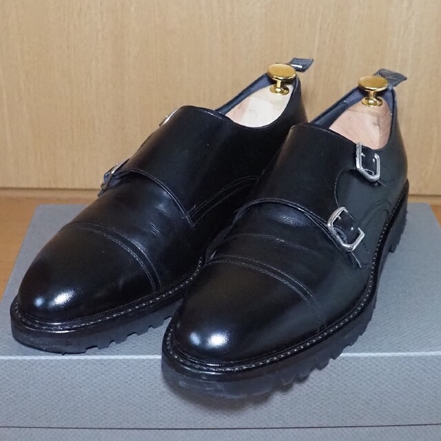ダブルモンク ビジネス 革靴 ブラック 黒 7.5