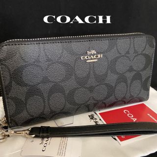 コーチ(COACH)のギフト⭕️ コーチ 財布 新作 黒シグネチャー メンズレディス 長財布(長財布)