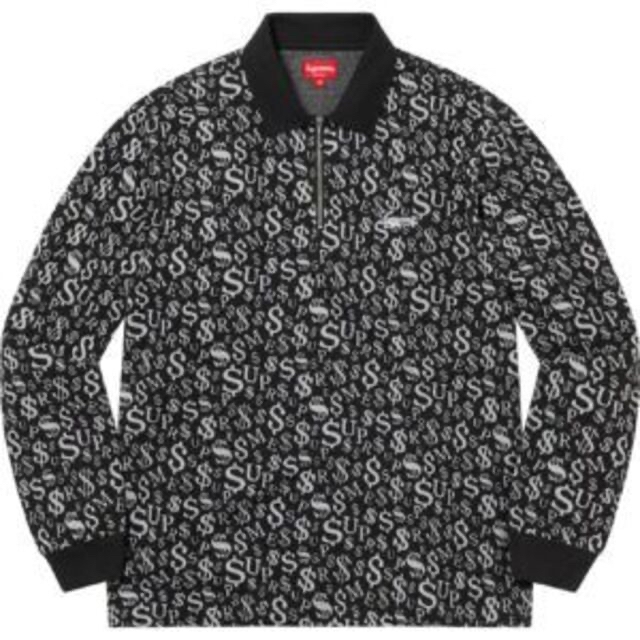 Supreme Currency Jacquard Zip L/S Poloポロシャツ