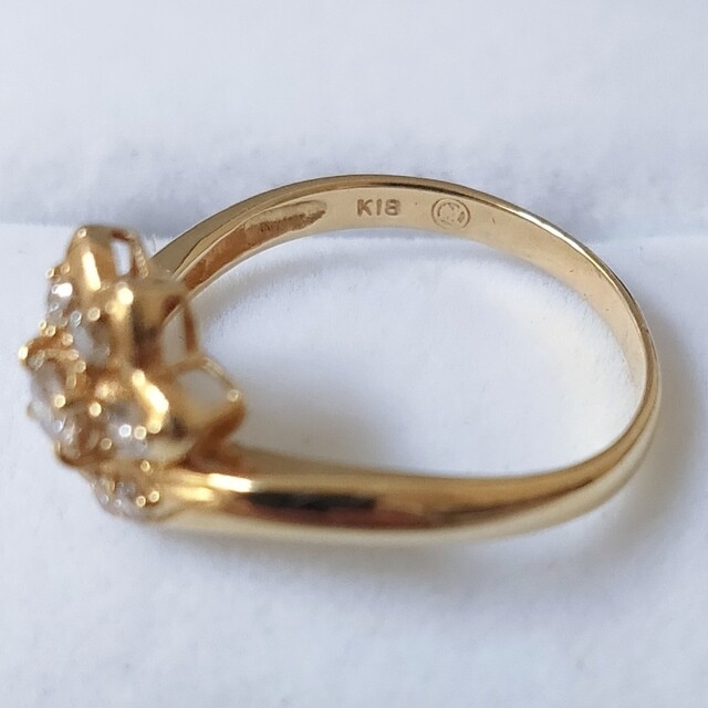 三越 ダイヤモンド キャット 肉球 リング K18YG 0.25ct 2.2g
