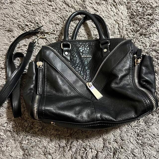 DIESEL ディーゼル バック ショルダー 2way 美品 レザー 本革 V字