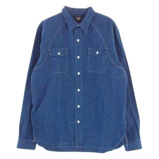 ダブルアールエル(RRL)のRRL ダブルアールエル 長袖シャツ デニム 長袖 シャツ 猫目 シェルボタン L インディゴブルー系 L【美品】【中古】(シャツ)