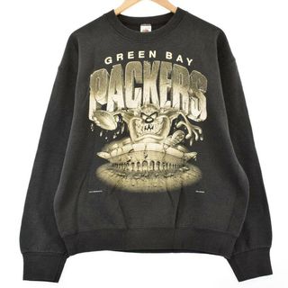 古着 90年代 FRUIT OF THE ROOM LOONEY TUNES ルーニーテューンズ タズマニアン デビル GREEN BAY PACKERS グリーンベイパッカーズキャラクタースウェットシャツ トレーナー USA製 メンズL ヴィンテージ /eaa300843