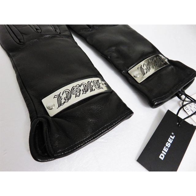 DIESEL(ディーゼル)の定価2.6万 新品 DIESEL レザー グローブ 1 ブラック イタリア製 レディースのファッション小物(手袋)の商品写真