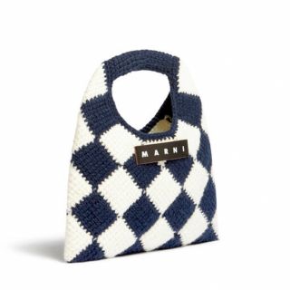 マルニ MARNI  スモールニットバッグ　新品　ホワイト/ブルー