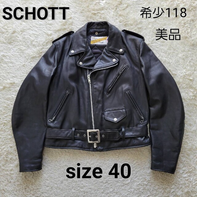 schott - ☆大きいサイズ40☆希少118番 ショット オイルド レザー ダブルライダースの通販 by kiyo2's shop