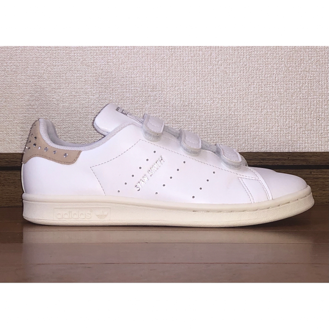 25cm 良品 adidas スタンスミス ベルクロ ラインストーン スタッズ