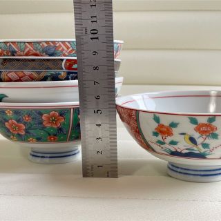 有田焼 喜峰窯 錦絵変り飯茶碗揃 5客セット 赤絵 古伊万里 花鳥 染付 ...