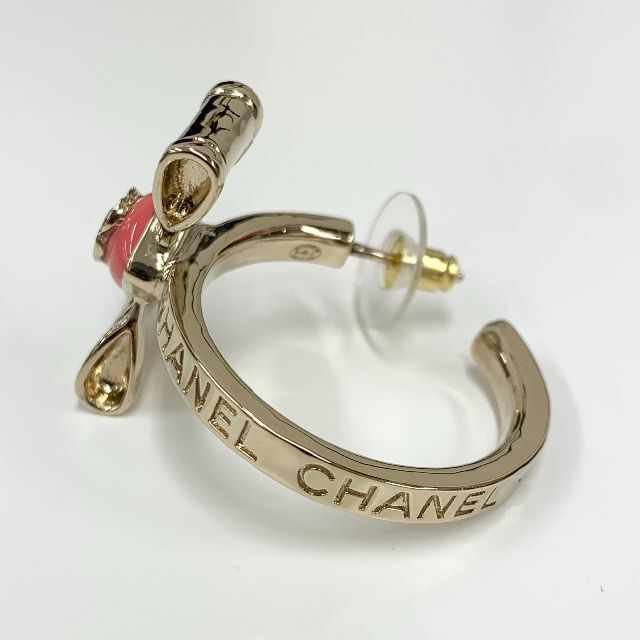 ゴールド【新品未使用】CHANEL ロゴ フープピアス