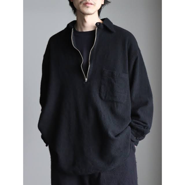 comoli 23aw 縮絨ハーフジップシャツ size3