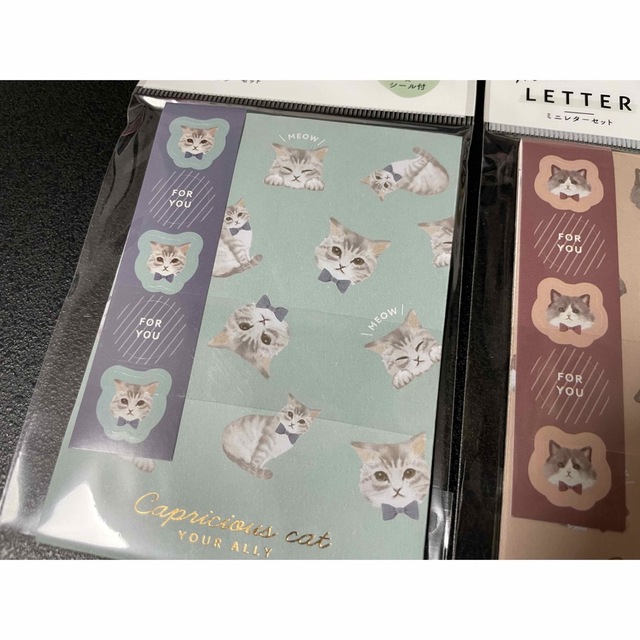 セリア　猫　ミニレター 2個セット ハンドメイドの文具/ステーショナリー(カード/レター/ラッピング)の商品写真