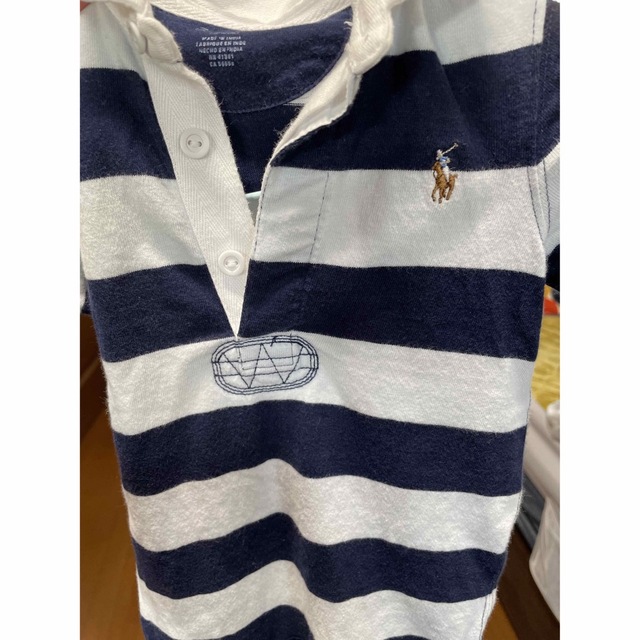 Ralph Lauren(ラルフローレン)のRALPH LAUREN Baby ストライプドコットンラグビーカバーオール  キッズ/ベビー/マタニティのベビー服(~85cm)(ロンパース)の商品写真