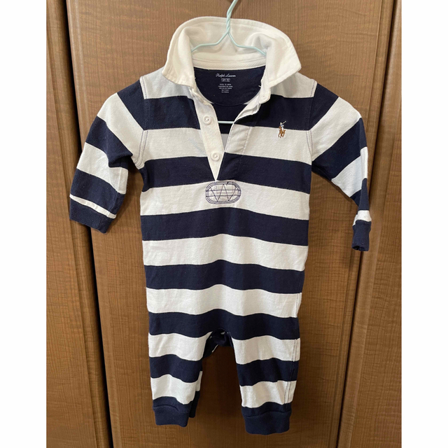 Ralph Lauren(ラルフローレン)のRALPH LAUREN Baby ストライプドコットンラグビーカバーオール  キッズ/ベビー/マタニティのベビー服(~85cm)(ロンパース)の商品写真