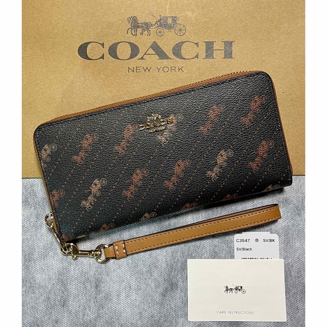 COACH コーチ 長財布 C3547 馬車柄 ブラウン(こげ茶)