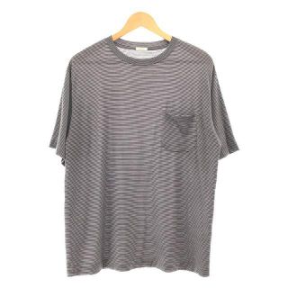 コモリ(COMOLI)の【美品】  COMOLI / コモリ | ウール天竺 半袖クルー ボーダーTシャツ Navy | 2 | ネイビー | メンズ(Tシャツ/カットソー(半袖/袖なし))