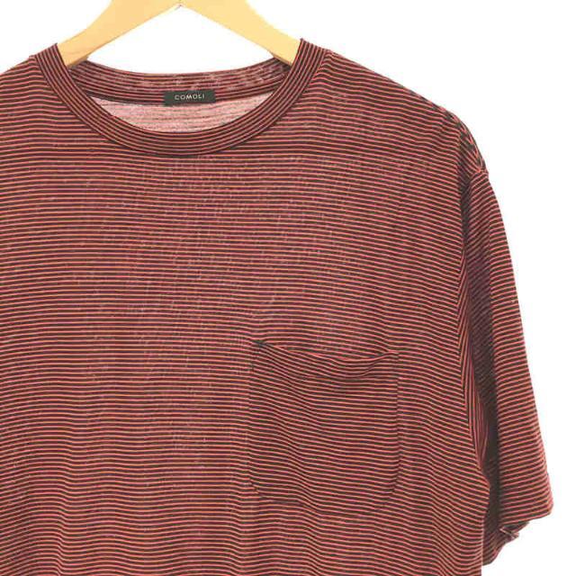 COMOLI(コモリ)のCOMOLI / コモリ | ウール天竺 半袖クルー ボーダーTシャツ Red | 2 | レッド | メンズ メンズのトップス(Tシャツ/カットソー(半袖/袖なし))の商品写真