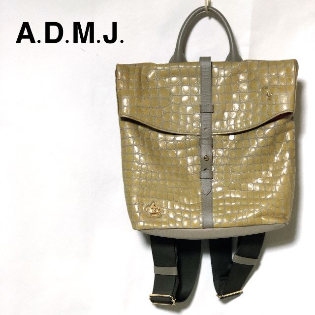 A.D.M.J. - A.D.M.J. クロコ型押し レザーリュック/ADMJ エーディーエムジェイの通販 by sense.homme's