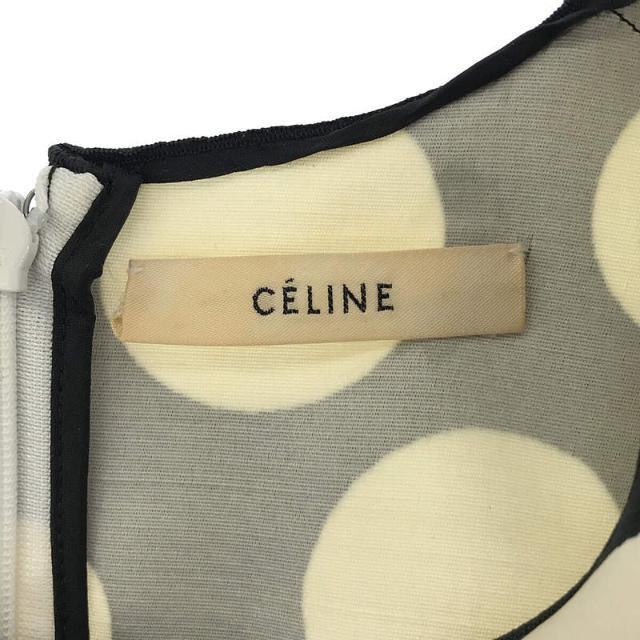 celine(セリーヌ)のCELINE / セリーヌ | シルク ウール ドット ワンピース | 36 | ホワイト / ブラック | レディース レディースのワンピース(ひざ丈ワンピース)の商品写真