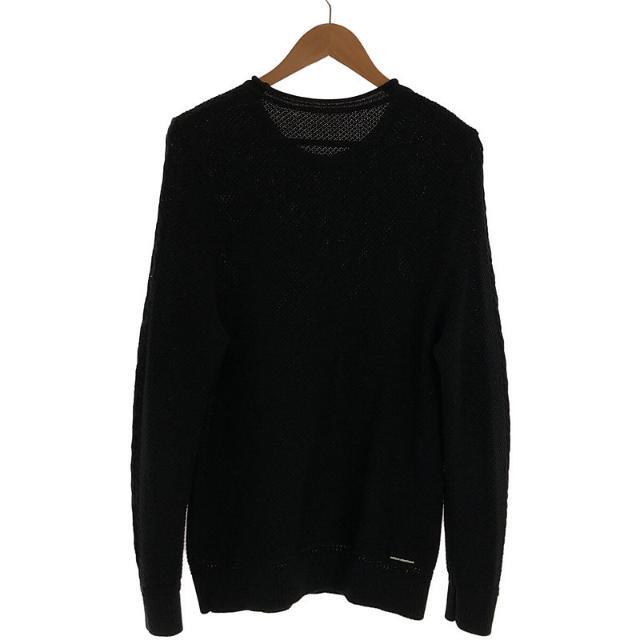 uniform experiment(ユニフォームエクスペリメント)のuniform experiment / ユニフォームエクスペリメント | SLEEVE CABLE CREW NECK KNIT SWEATER コットン スリーブ ケーブル クルーネック ニット セーター | 1 | ブラック | メンズ メンズのトップス(ニット/セーター)の商品写真