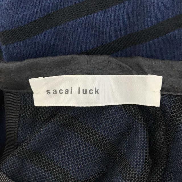sacai luck(サカイラック)のsacai luck / サカイラック | ボーダー メッシュ レイヤード 襟付き Tシャツ | 1 | ネイビー / ブラック | レディース レディースのトップス(Tシャツ(半袖/袖なし))の商品写真