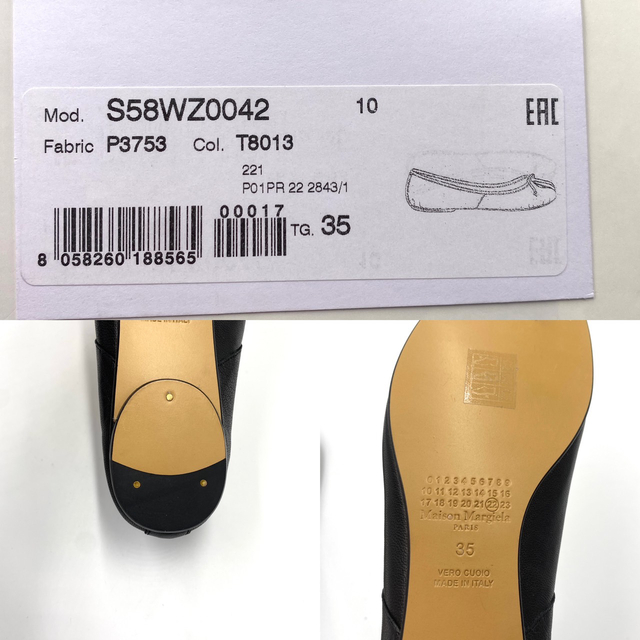 35 Maison Margiela 足袋バレエ パンプス ブラック TABI 35 Maison Margiela 足袋バレエ パンプス ブラック TABI