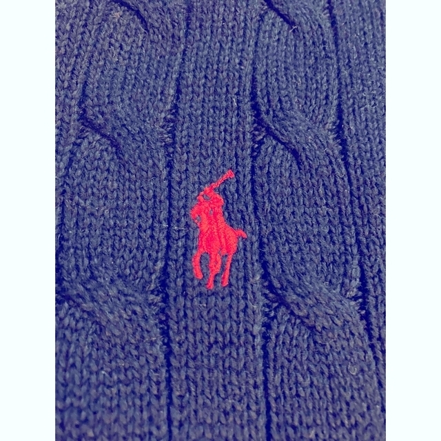 POLO RALPH LAUREN(ポロラルフローレン)の入学準備！ポロラルフローレン　ケーブルニットベスト　学生　男女　紺　ネイビー　L メンズのトップス(ニット/セーター)の商品写真