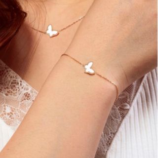 新品♡バタフライピアス　ブレスレット　ネックレス　ゴールド　パール　ヴァンクリ(ピアス)