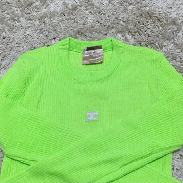 フランス製　old courreges クレージュ　ロゴ　リブニット