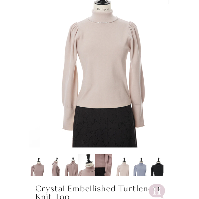 Crystal Embellished Turtleneck Knit Topハーリップトゥ